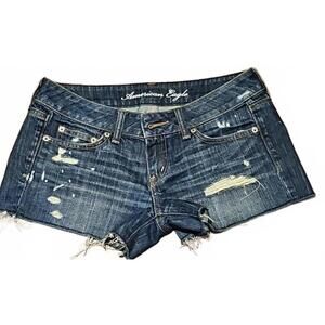American Eagle AE Women's Size 4 Denim Jean Shorts Distressed 100% Cotton
